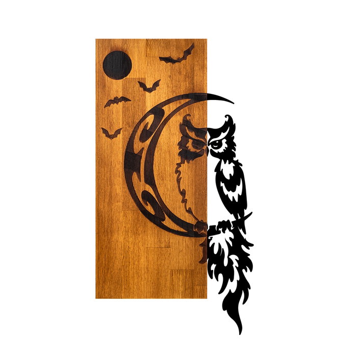 Wallity Owl Escultura de pared de madera y metal en nogal y negro Wallity Owl Escultura de pared de madera y metal en nogal y negro